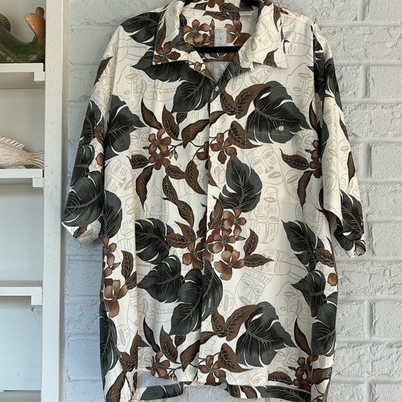 Burma and Biba Other - Burma and Bibas 100% Silk Hawaiian Tribal Print Short Sleeve Shirt Size XL